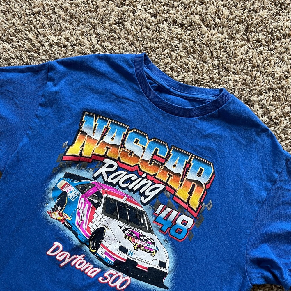 NASCAR Daytona 500 Blue Retro T Shirt Mens Size Medium